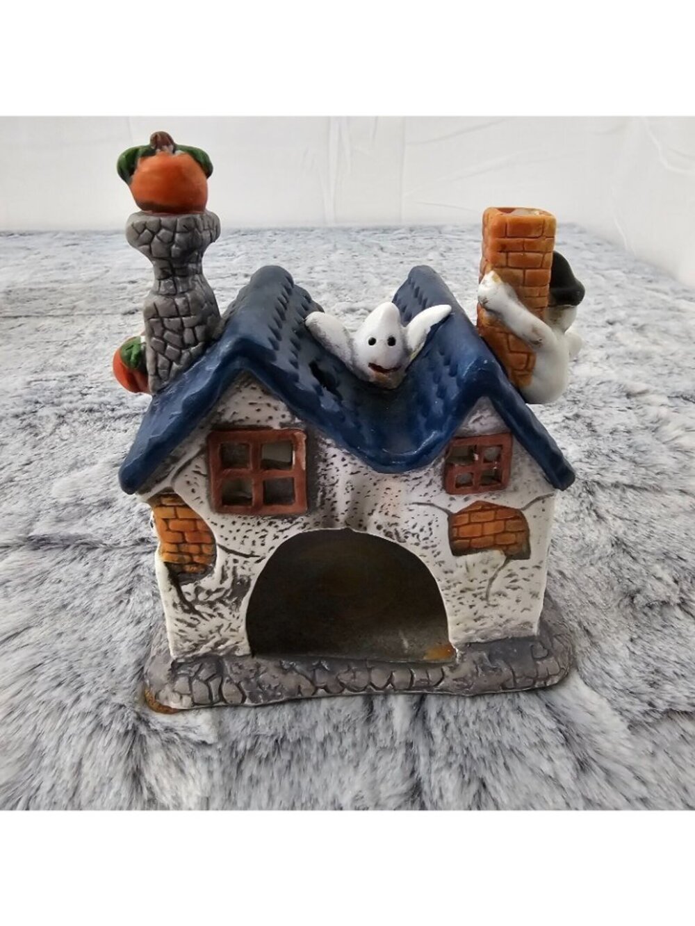 Vintage Halloween Haunted House Candle Tea Votive Holder Village Decor - Picture 3 of 12